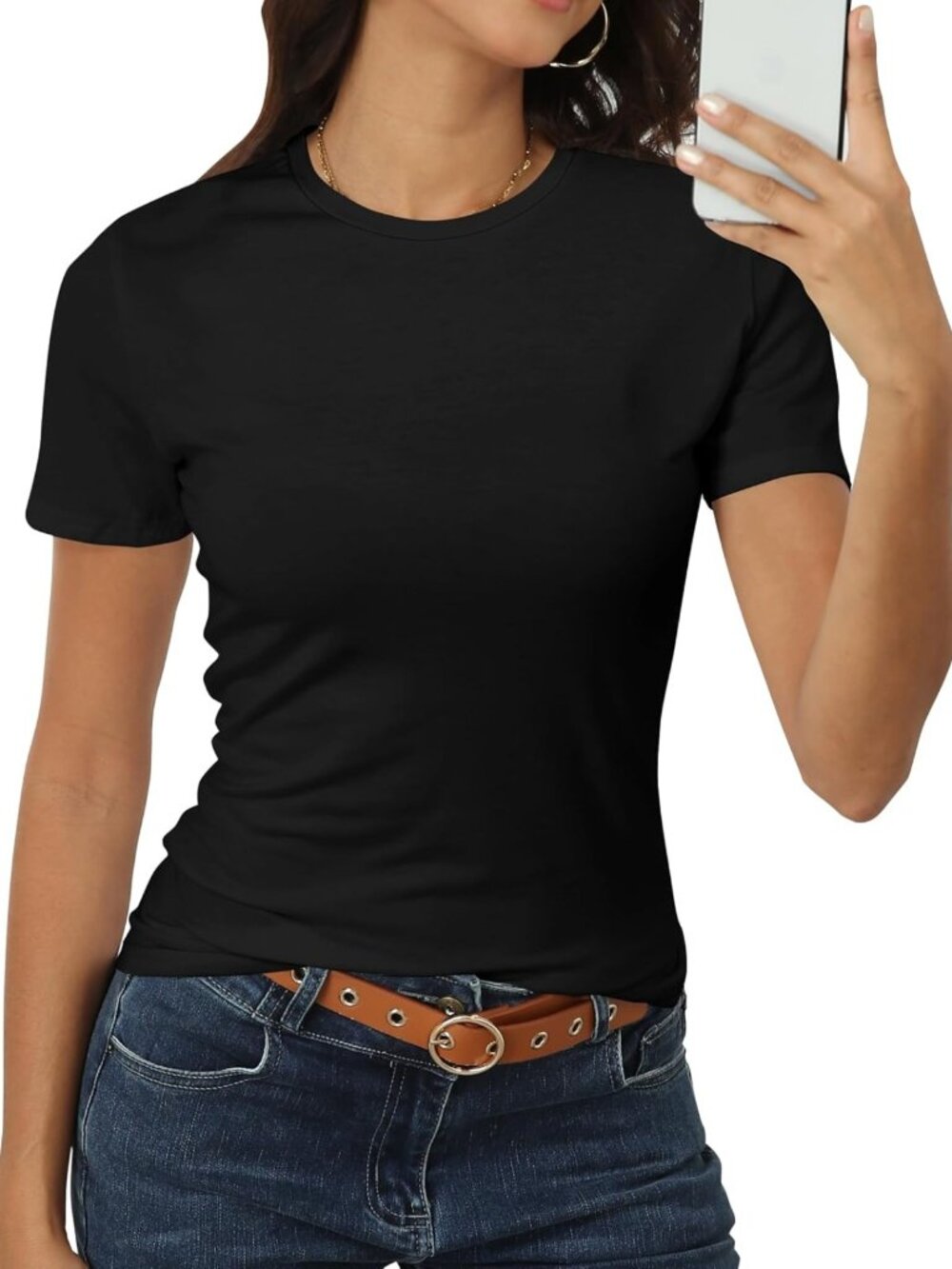 Women’s Short Sleeve Crew Neck Casual Tee - Breathable Summer Basic Top
